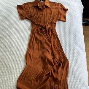 Steve Madden Tori Tie Waist MIDI Shirt Dress. Copper color/XS. Work once.